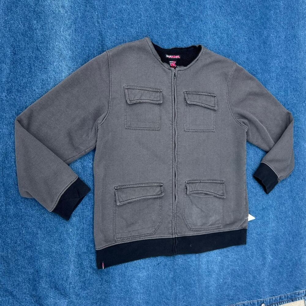 y2k HAWK Tony Hawk fleece lined cargo zip up jacket